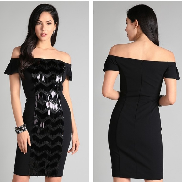Dresses & Skirts - Decadent Sequin Bardot Style Midi Cocktail Dress